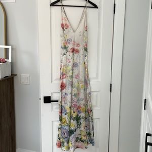ASOS White Floral floor length dress